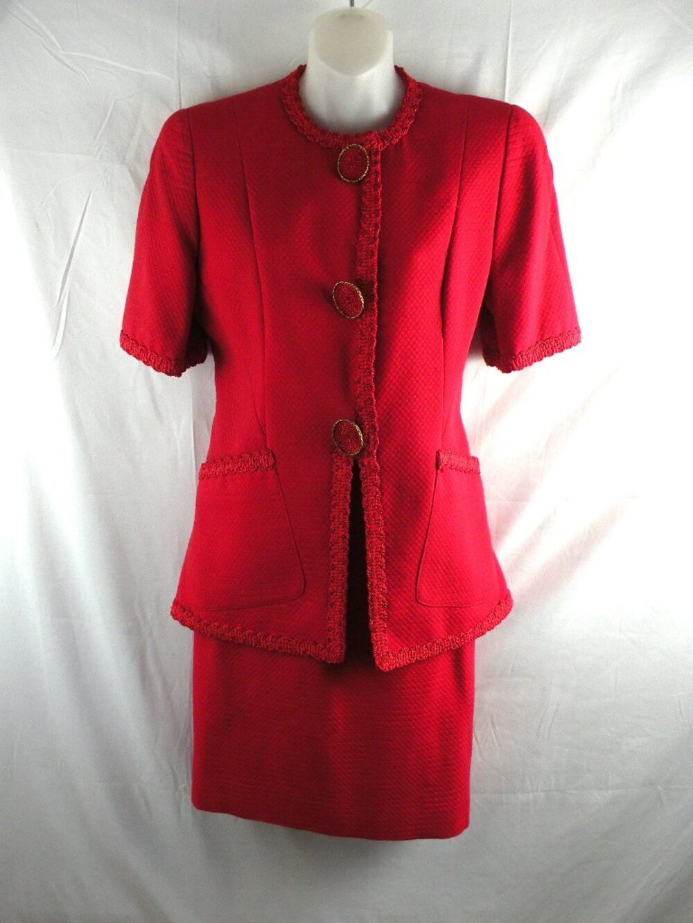Vintage Simonton Studio Saks Fifth Ave Red Skirt Jacket Suit 10